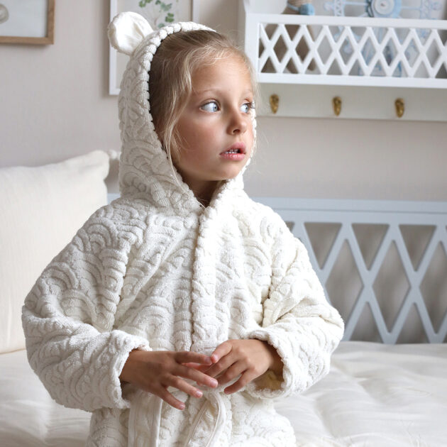 Bathrobe w/ ears, 3-4 yrs - GOTS Petroleum - Image 3