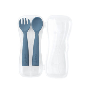 Bendy Silicone Cutlery Set + Case - Bluestone