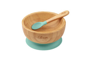 Organic Bamboo Bowl 300ml Suction + Spoon