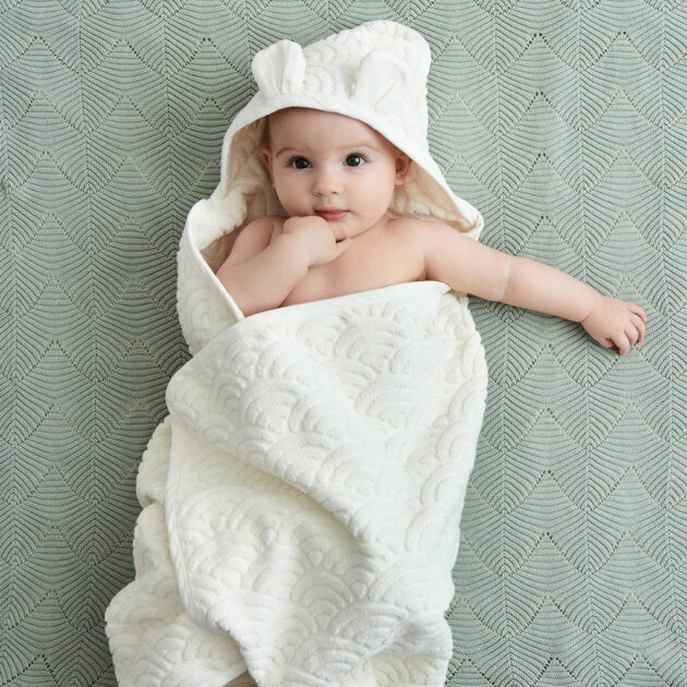 Towel, Baby, Hooded w/ ears - GOTS Petroleum - Image 2