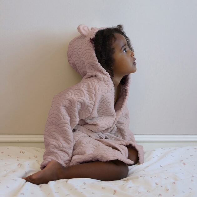 Bathrobe w/ ears, 3-4 yrs - GOTS Dusty Rose - Image 3