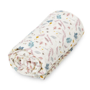 Muslin Blanket, Baby - GOTS Pressed Leaves Rose