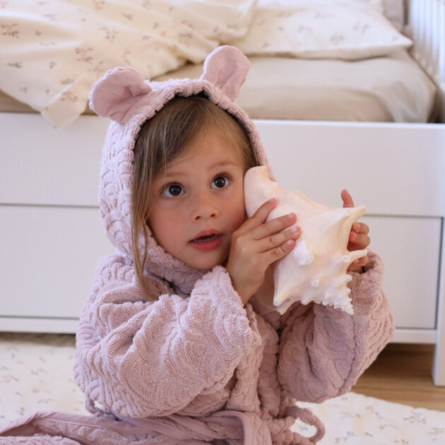 Bathrobe w/ ears, 3-4 yrs - GOTS Dusty Rose - Image 4