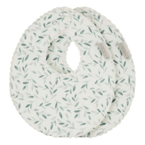 Bib, Teething Jersey, 2-Pack - GOTS Green Leaves