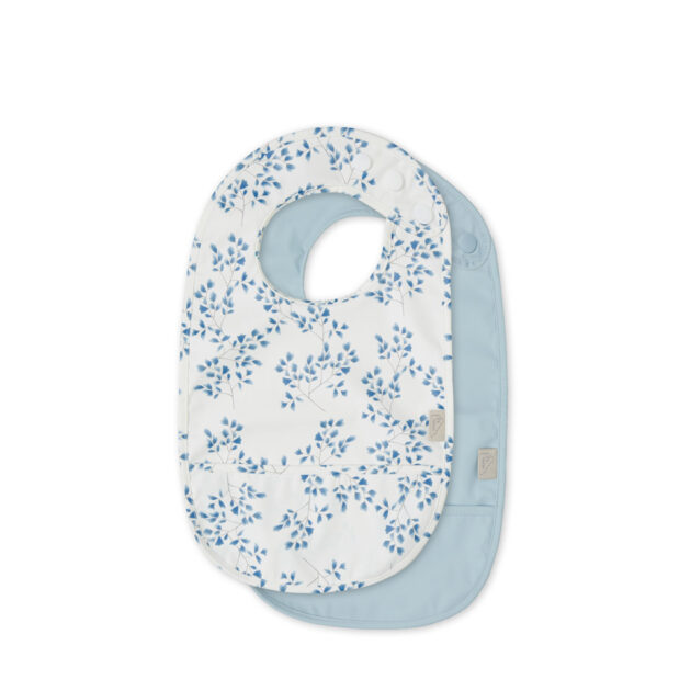 Bib w/ pocket, 2-pack - Fiori/Stone Blue