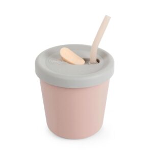 Silicone Sippy Straw Cup - Blush