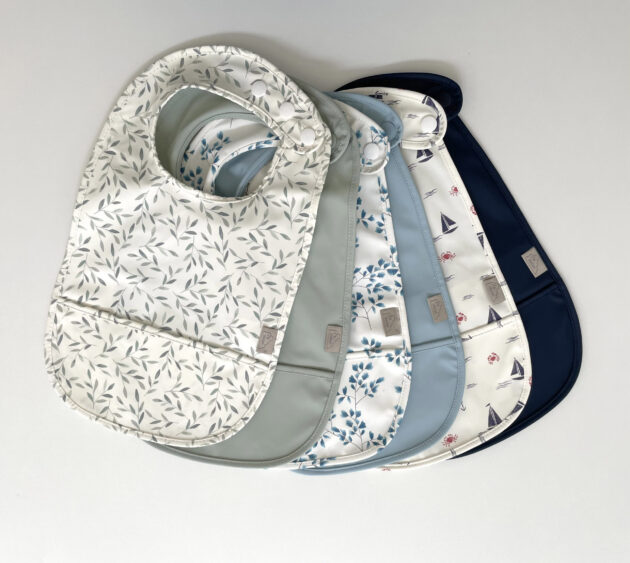 Bib w/ pocket, 2-pack - Fiori/Stone Blue - Image 2