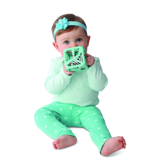 Chew Cube - easy grip teether rattle - Mint - Image 2