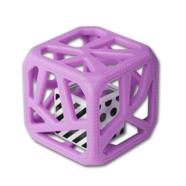 Chew Cube - easy grip teether rattle - Purple