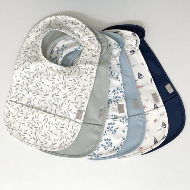 Bib w/ pocket, 2-pack - Green Leaves/Dusty Green - Image 2