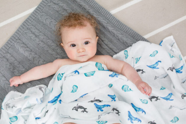 lulujo - 3-Pack Bamboo Muslin Swaddle Blankets - Out to Sea - Image 2