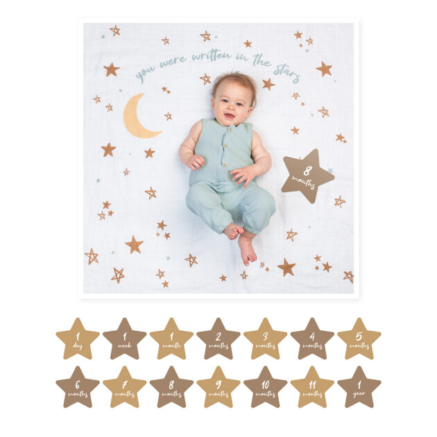 Baby's First Year Blanket & Card Set - Written In The Stars
