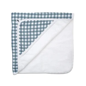 Hooded Towel- Navy Gingham