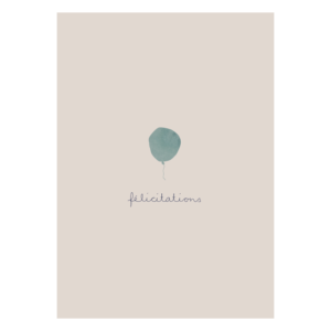 Greeting card green balloon felicitations