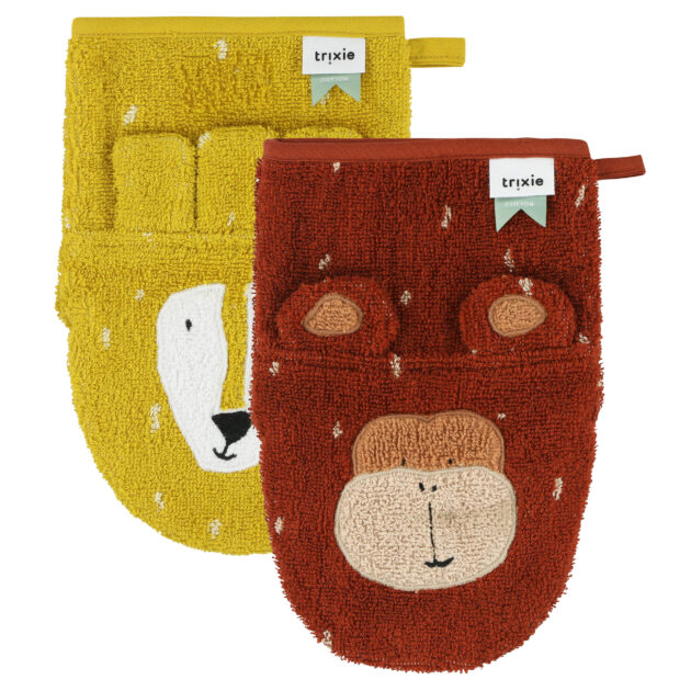 Washcloths 2-pack | Mr. Lion - Mr. Monkey