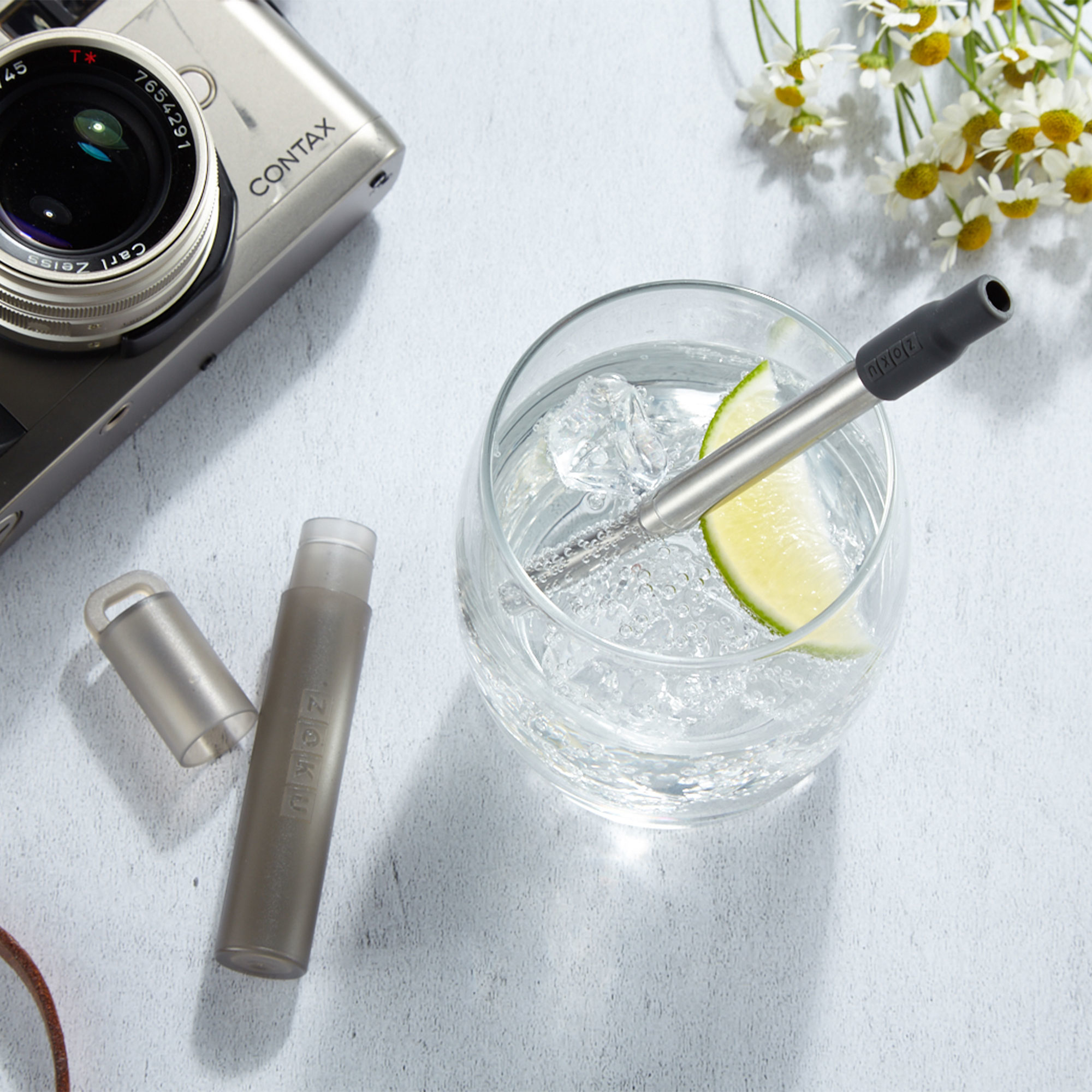 Two Tone Pocket Straw - Grey - Image 2