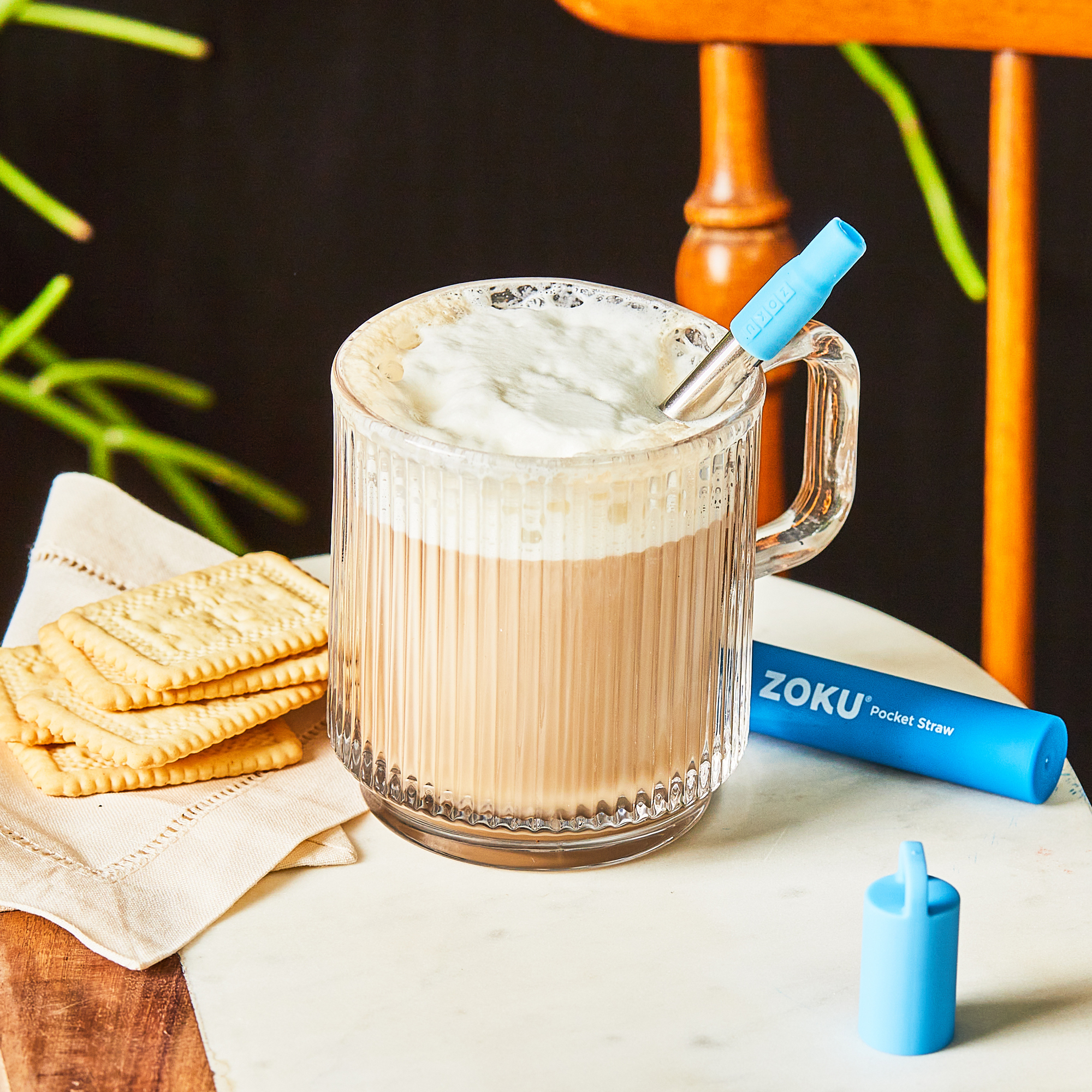 Two Tone Pocket Straw - Blue - Image 2