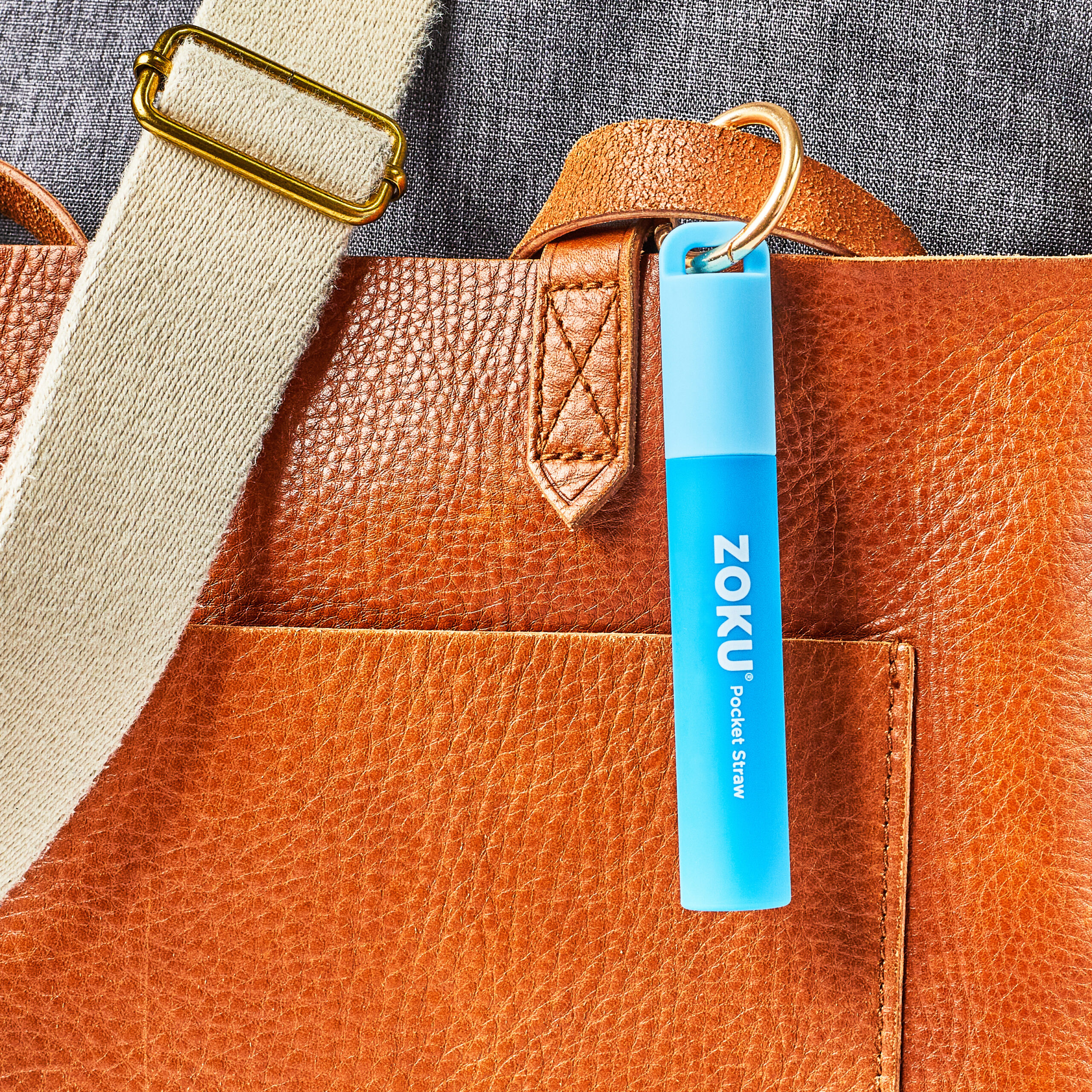 Two Tone Pocket Straw - Blue - Image 4