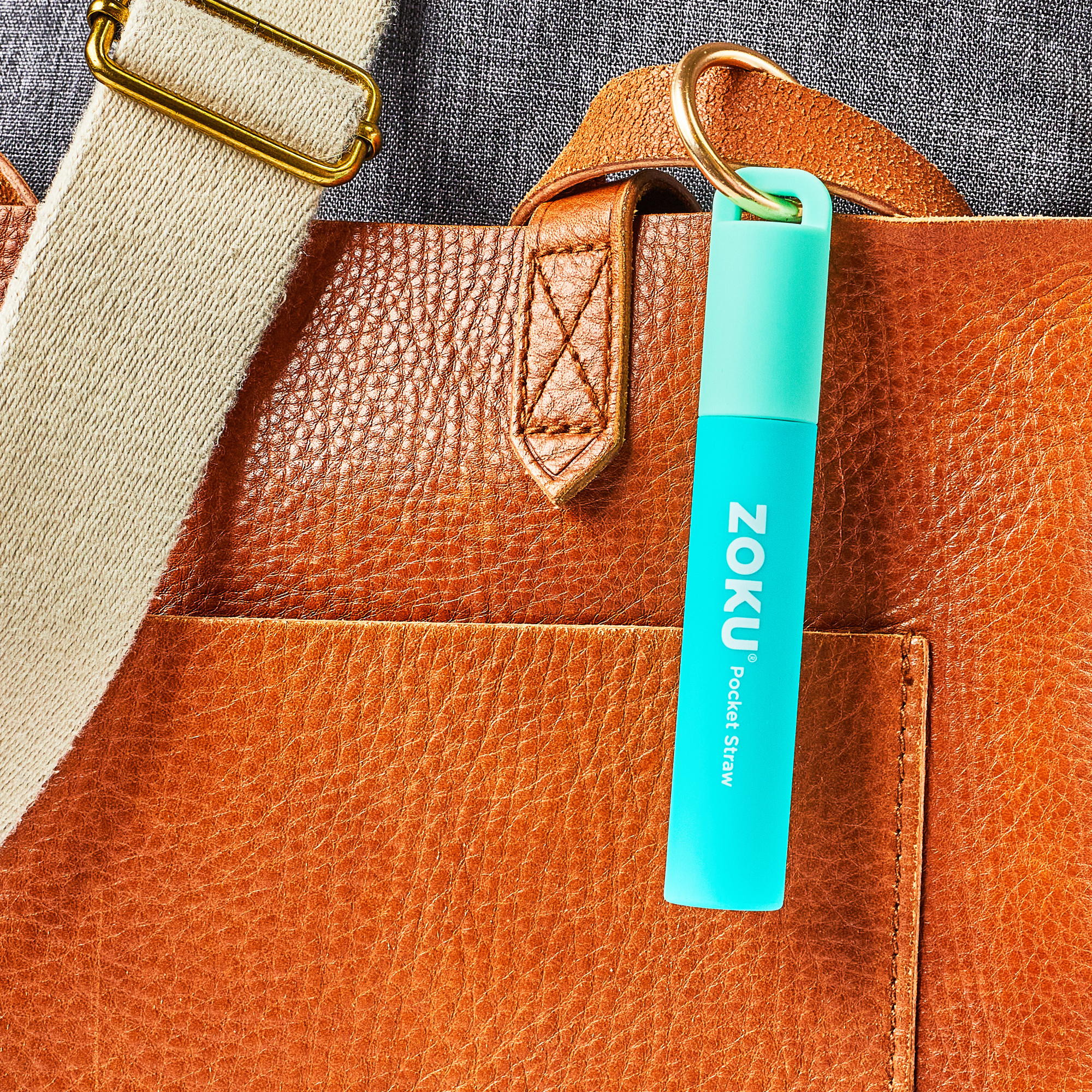 Two Tone Pocket Straw - Teal - Image 2
