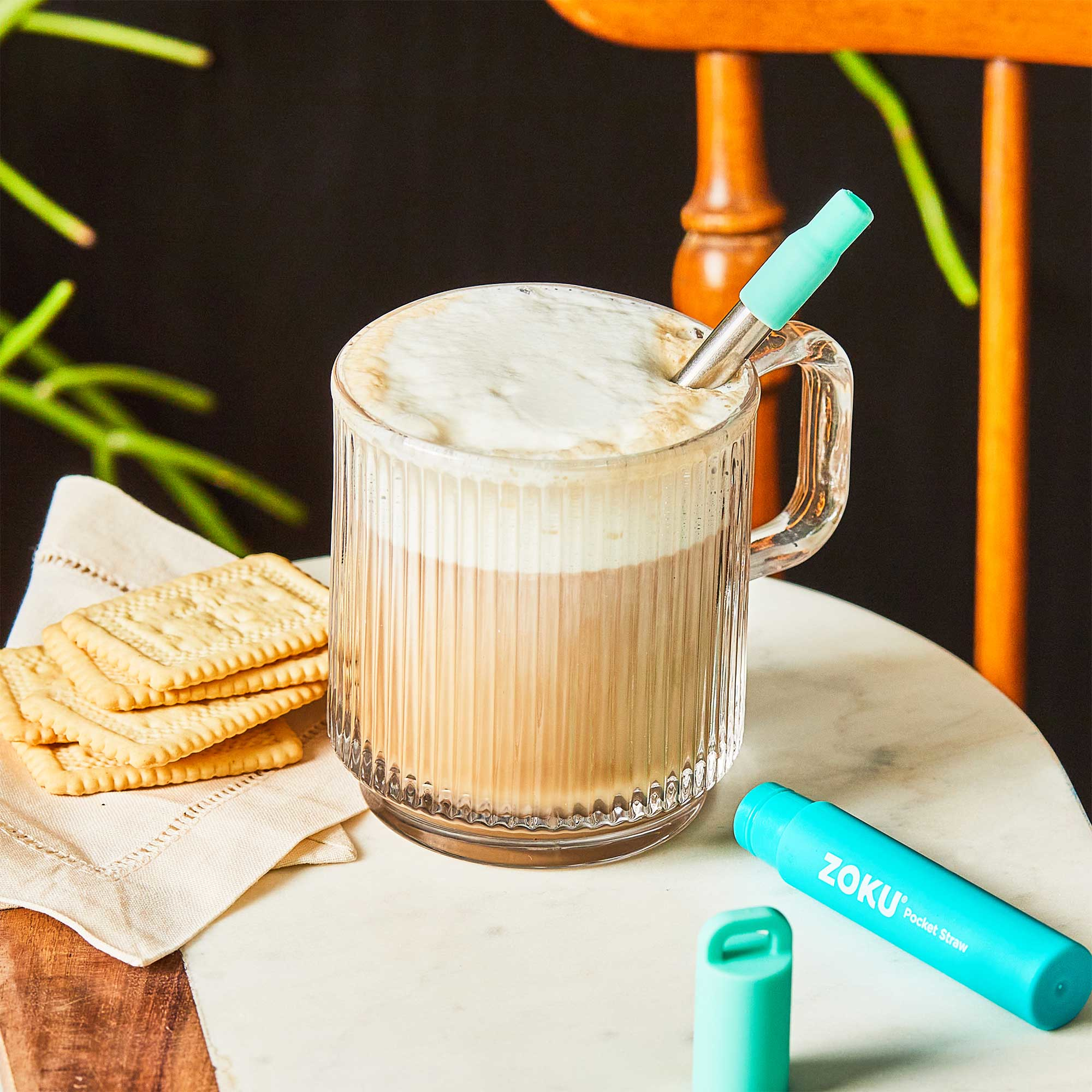 Two Tone Pocket Straw - Teal - Image 3