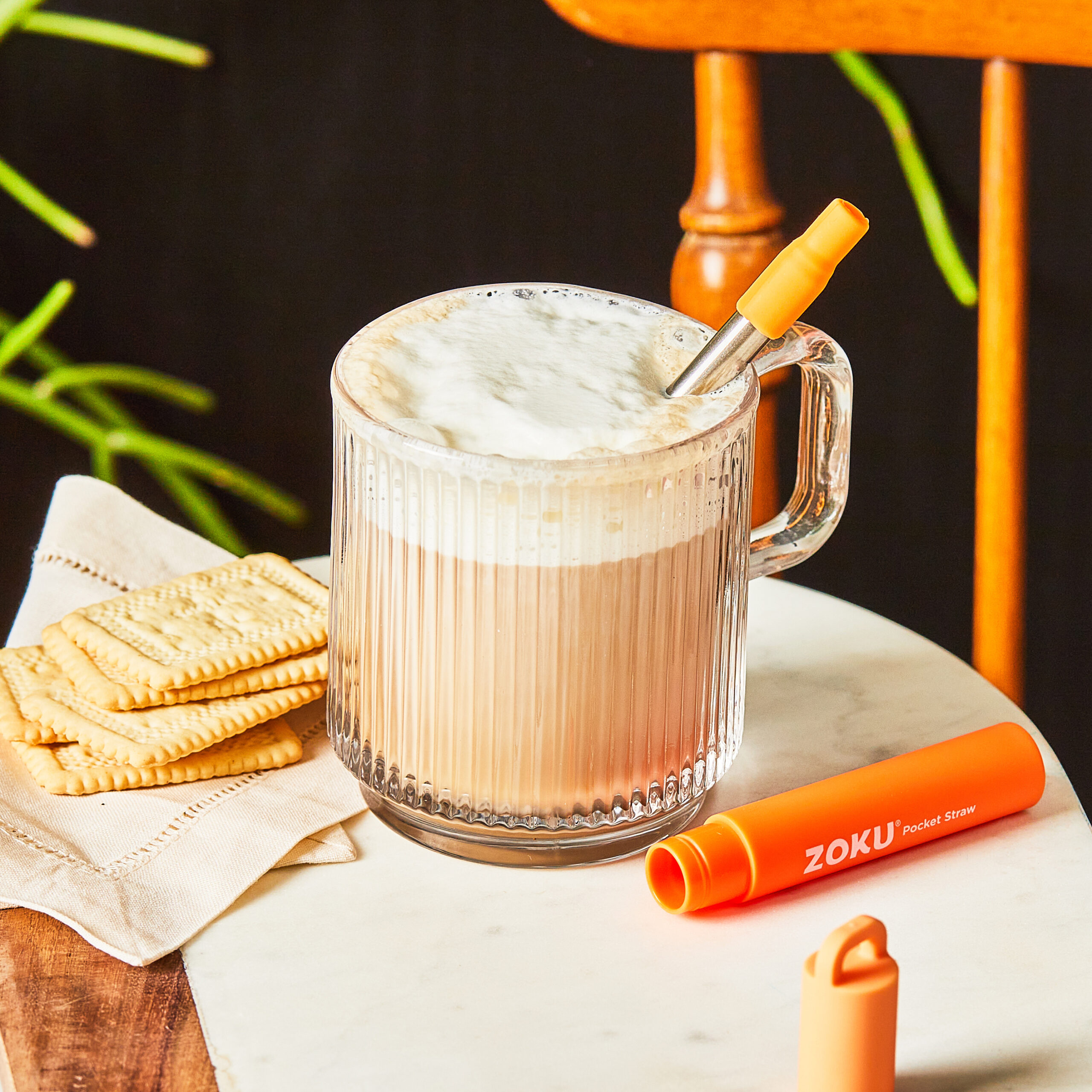 Two Tone Pocket Straw - Orange - Image 3