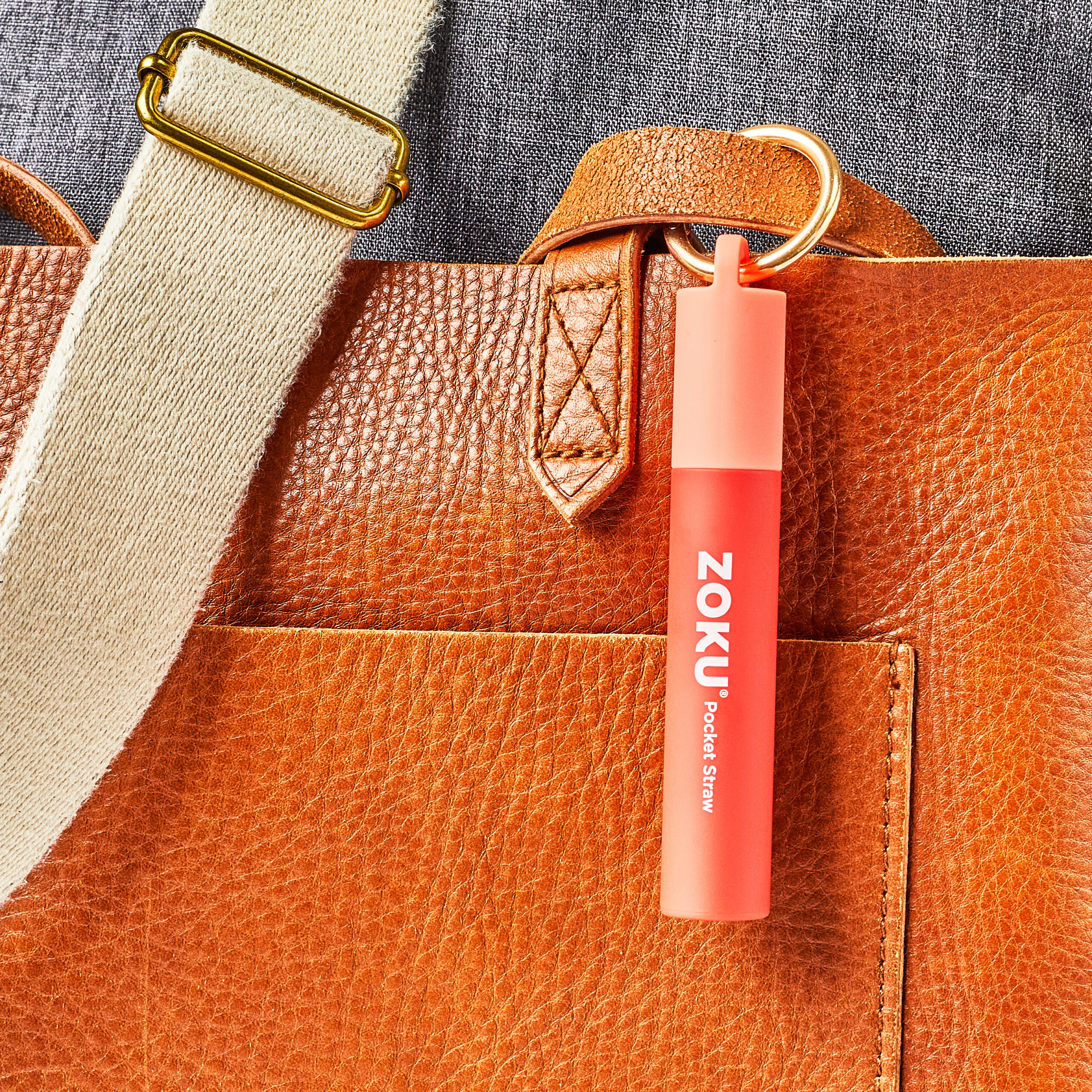 Two Tone Pocket Straw - Red - Image 5