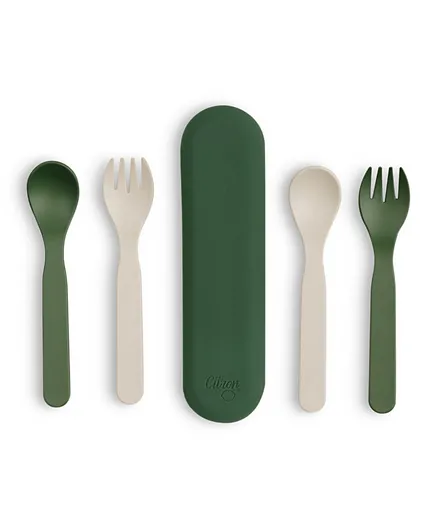 Citron PLA Cutlery Set of 2 and CaseGreen/Cream
