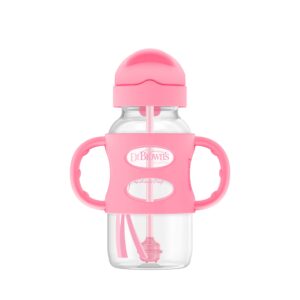 270ML W/N Sippy Straw Bottle+Handles Pink