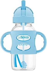 270ML W/N Sippy Straw Bottle+Handles Blue