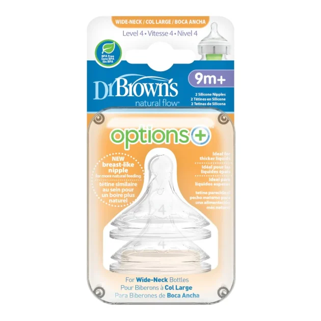 LEVEL 4 Wide-Neck Silicone Nipple, 2-PACK