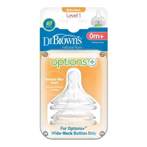 LEVEL 1 Wide-Neck Silicone Nipple, 2-PACK