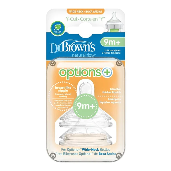 Y-CUT Wide-Neck Silicone Nipple, 2PACKS