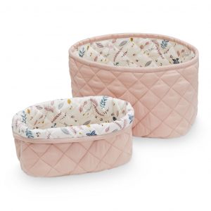 Quilted Storage Basket, Set of Two - OCS Blossom Pink
