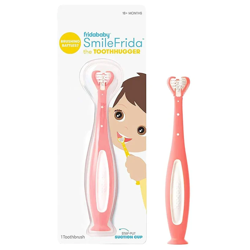 Fridababy Triple-Angle Toothhugger Training Toothbrush  Toddler with Blue Bristles - Pink