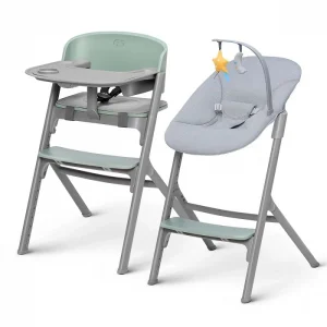 High chair LIVY olive green + bouncer CALMEE