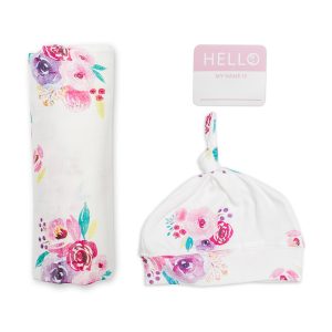 Hello World Swaddle & Hat Set - Posies
