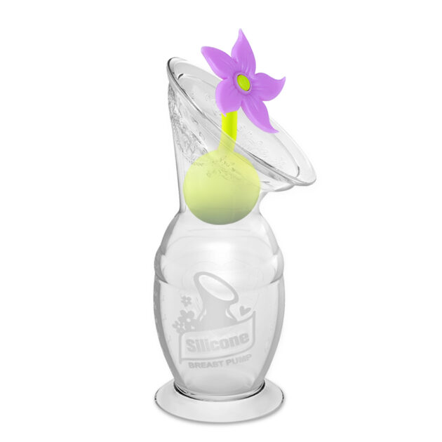 Silicone Breast Pump 150ml & Flower Stopper - Purple