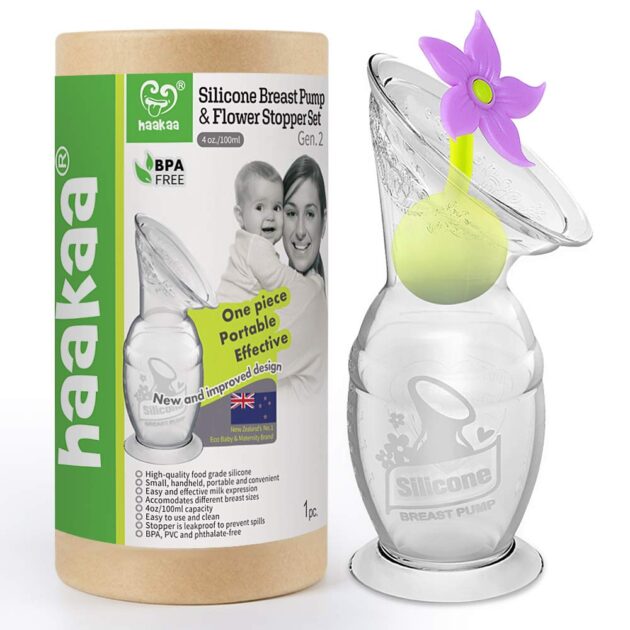 Silicone Breast Pump 150ml & Flower Stopper - Purple - Image 2