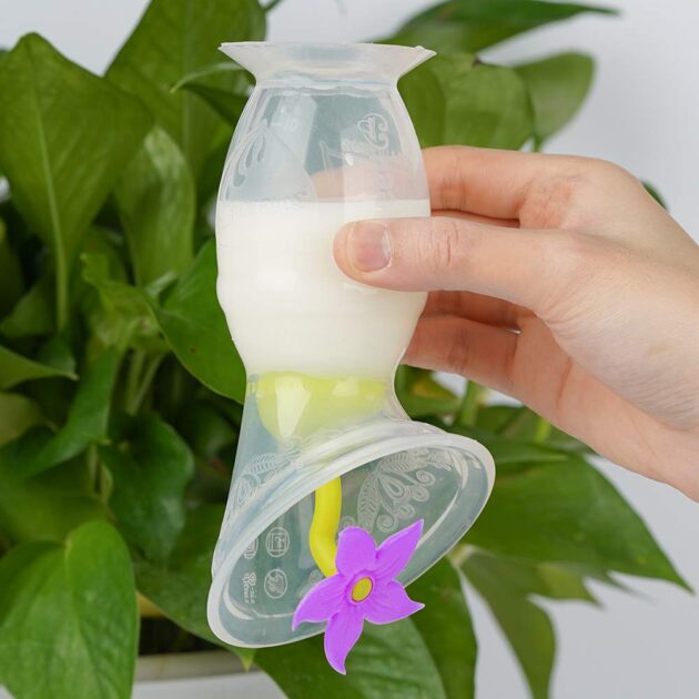 Silicone Breast Pump 150ml & Flower Stopper - Purple - Image 3