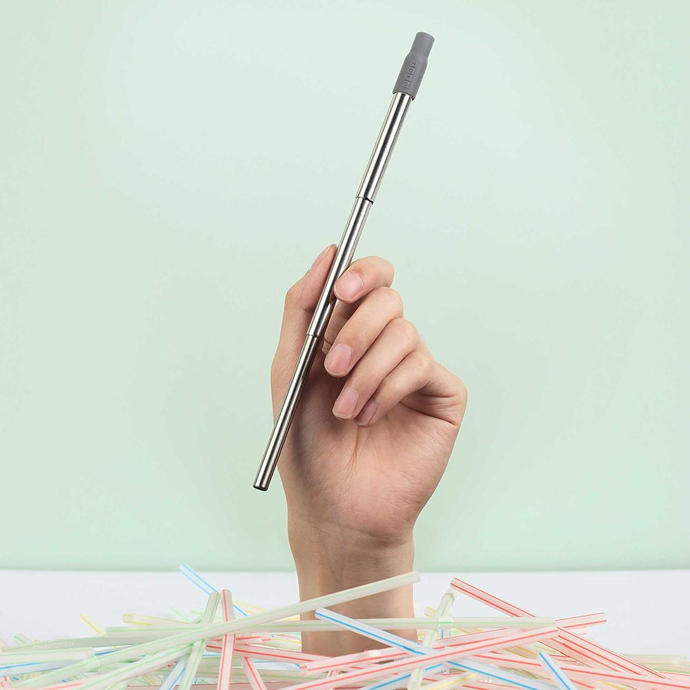 Two Tone Pocket Straw - Grey - Image 5