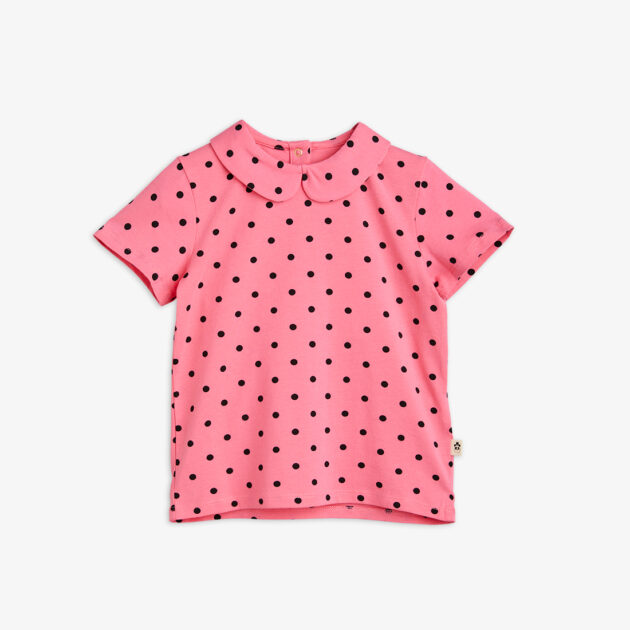 Polka dot ss Collar Tee