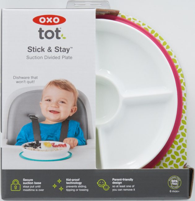 OXO TOT STICK & STAY SUCTION DIVIDED PLATE - PINK - Image 8