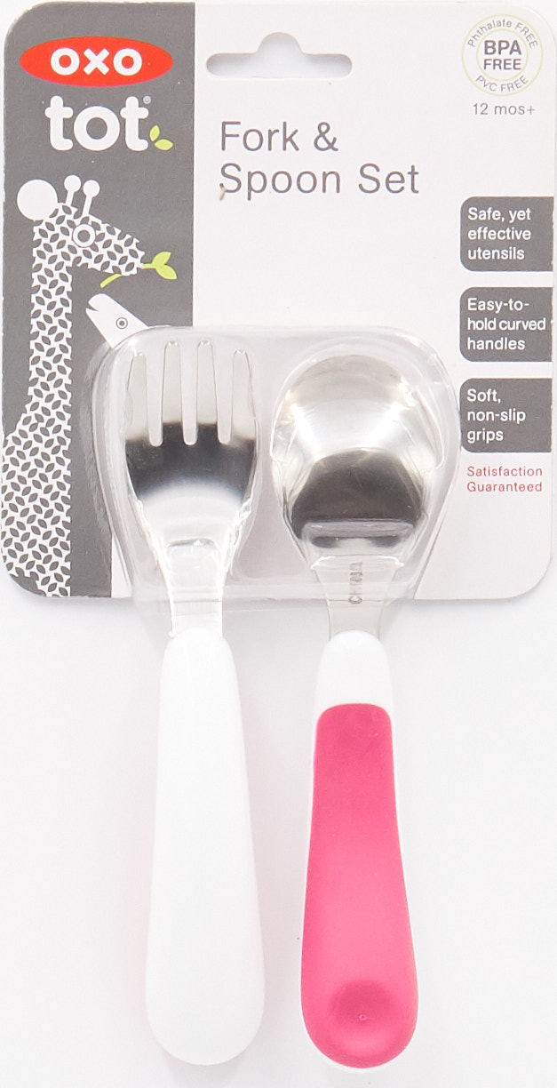 Oxo Tot - Fork & Spoon Set - Pink - Image 11