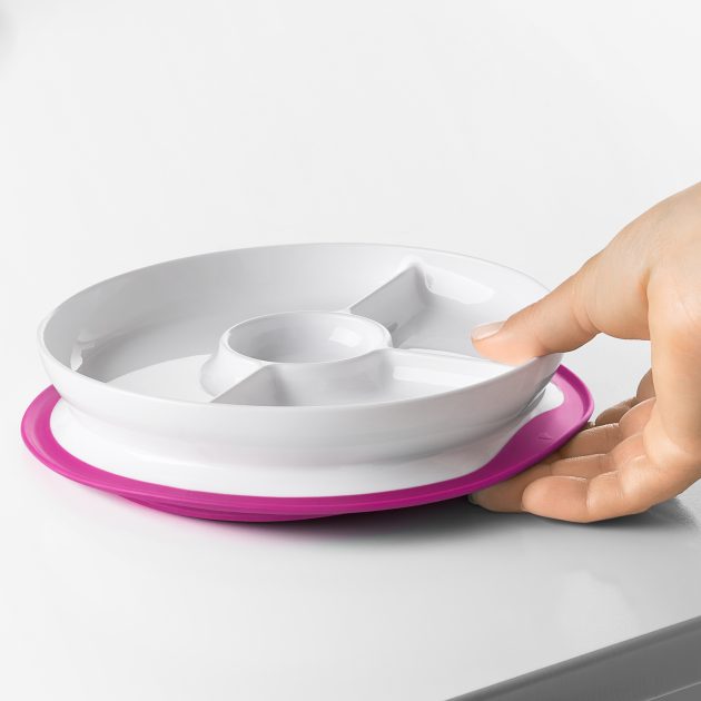 OXO TOT STICK & STAY SUCTION DIVIDED PLATE - PINK - Image 7