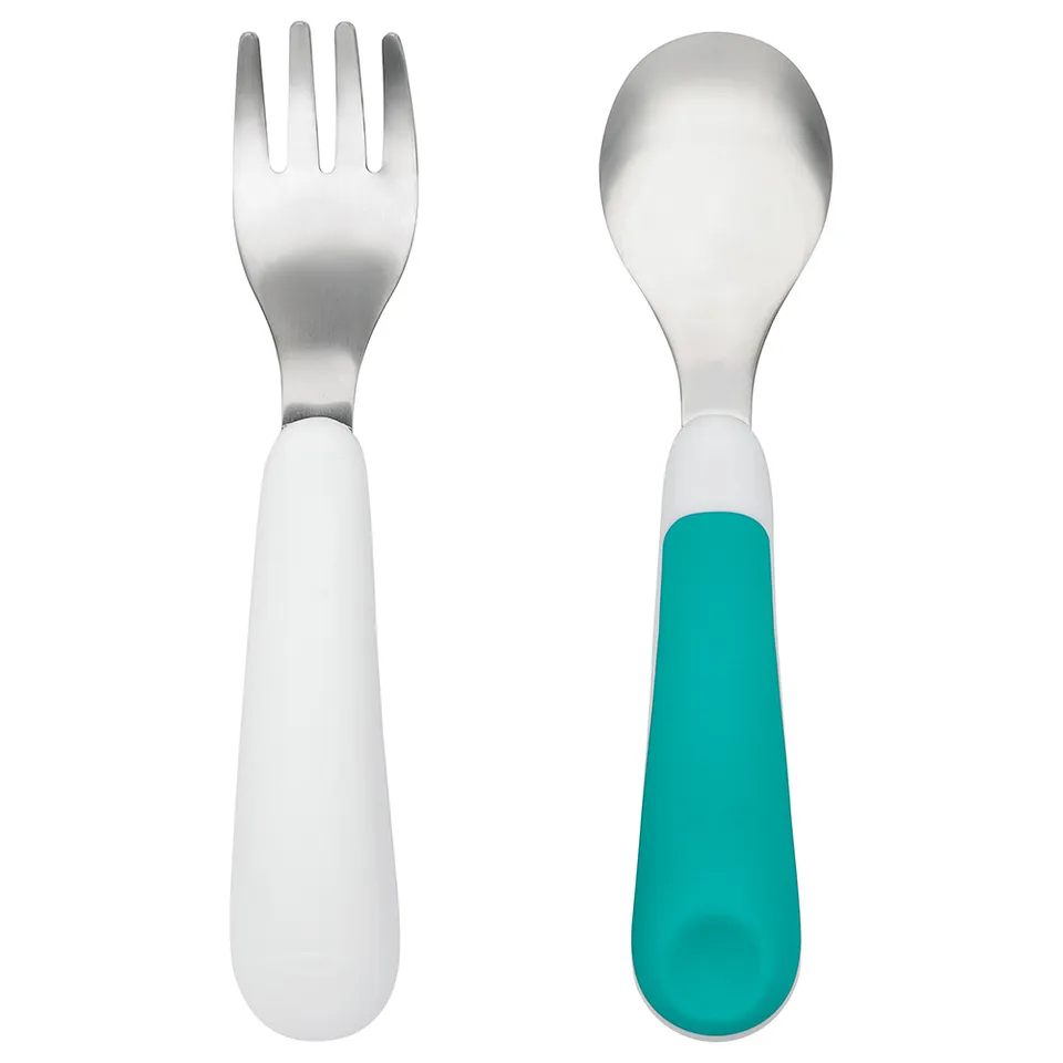 OXO TOT FORK AND SPOON SET - TEAL