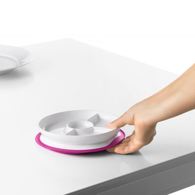OXO TOT STICK & STAY SUCTION DIVIDED PLATE - PINK - Image 6