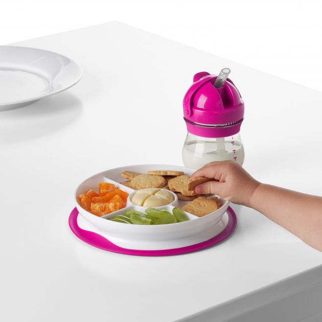 OXO TOT STICK & STAY SUCTION DIVIDED PLATE - PINK - Image 3