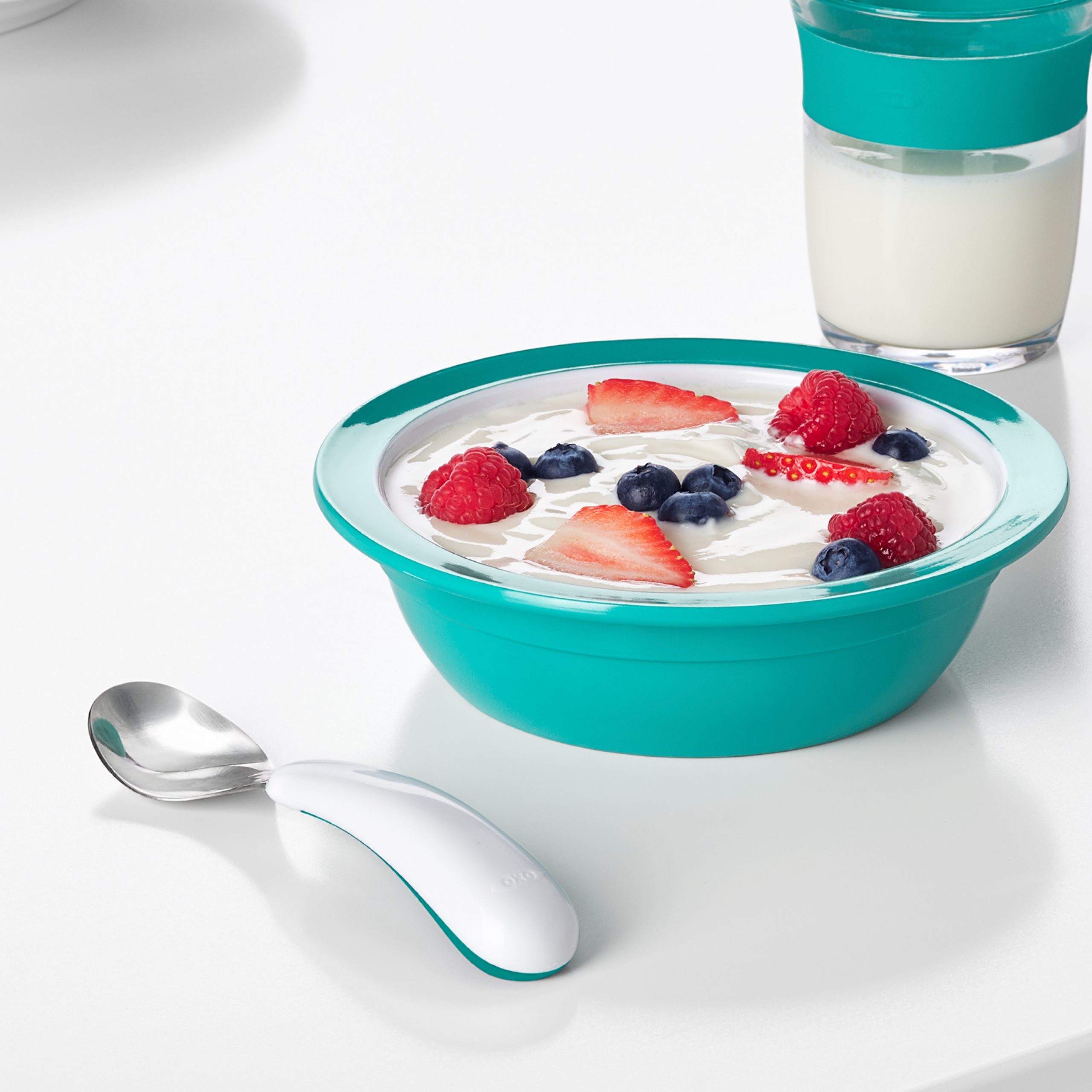 OXO TOT FORK AND SPOON SET - TEAL - Image 4