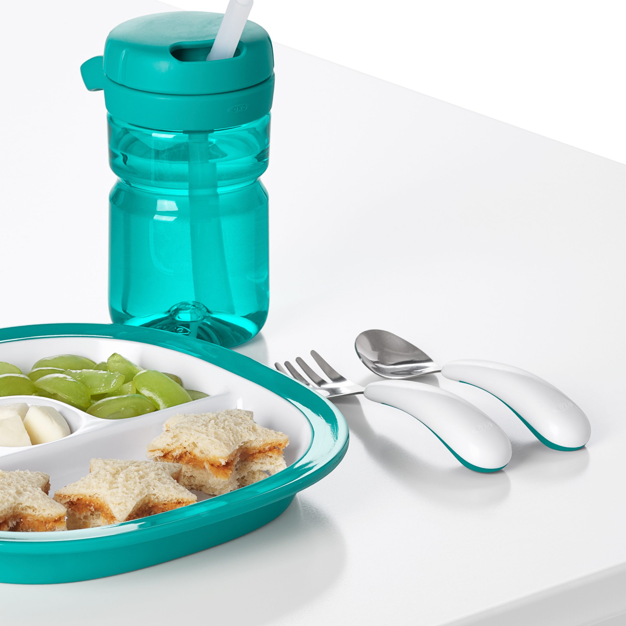 OXO TOT FORK AND SPOON SET - TEAL - Image 3