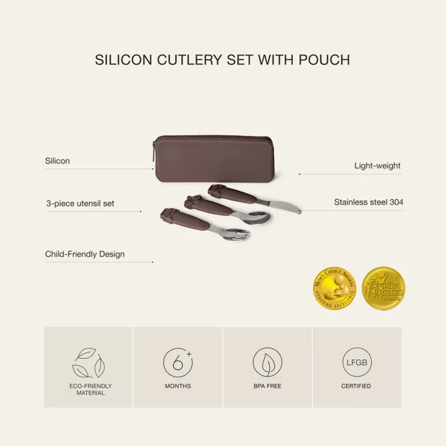 Citron Silicone Cutlery Set with Pouch Plum - Image 5